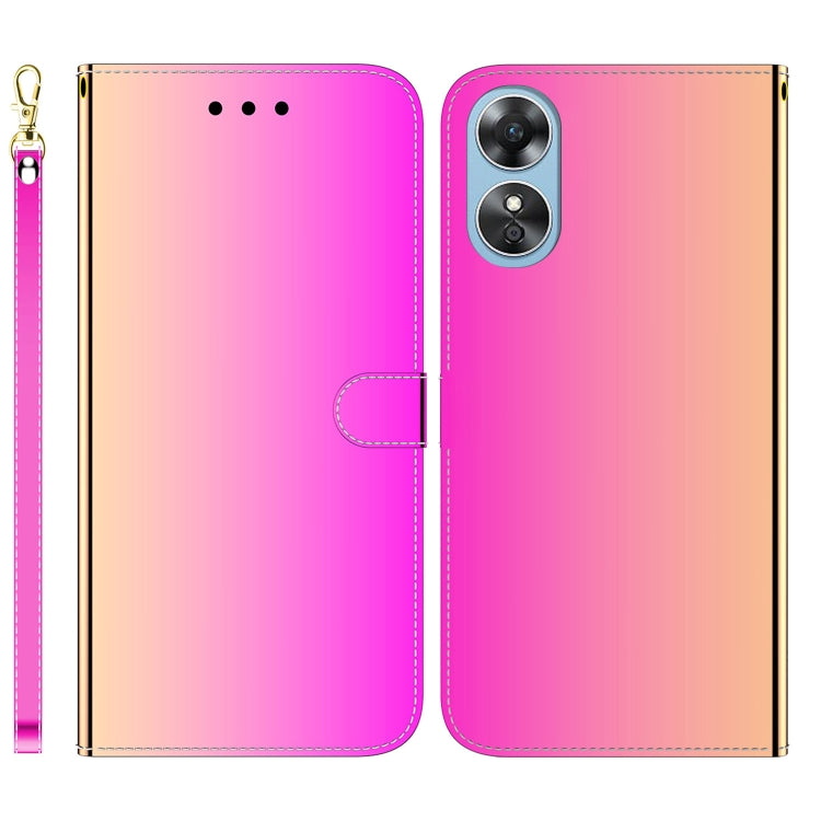 For OPPO A17 Imitated Mirror Surface Flip Leather Phone Case