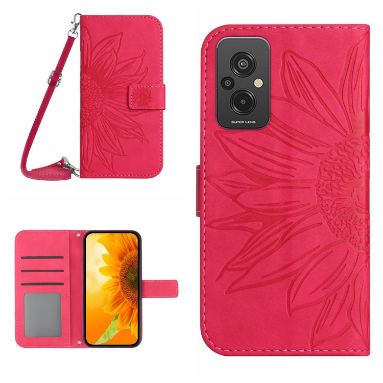 For Xiaomi Redmi 11 Prime 4G Skin Feel Sun Flower Pattern Flip Leather Phone Case with Lanyard