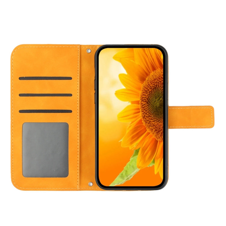 For Xiaomi Redmi 11 Prime 5G Skin Feel Sun Flower Pattern Flip Leather Phone Case with Lanyard