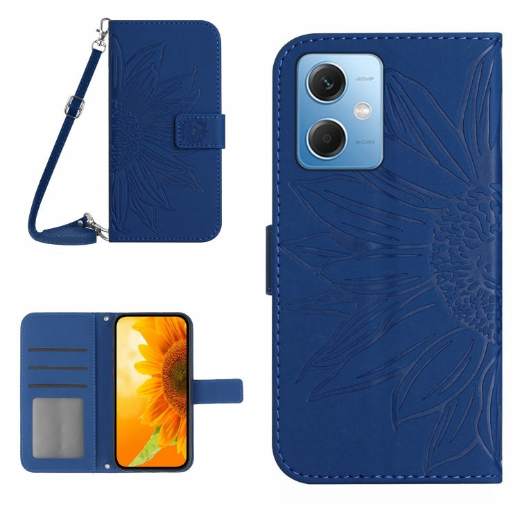 For Xiaomi Redmi Note 12 China Skin Feel Sun Flower Pattern Flip Leather Phone Case with Lanyard