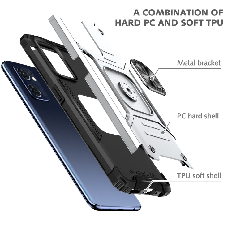 For OPPO Reno7 5G Magnetic Armor Shockproof TPU + PC Phone Case with Metal Ring Holder