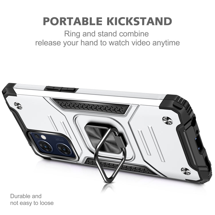 For OPPO Reno7 5G Magnetic Armor Shockproof TPU + PC Phone Case with Metal Ring Holder