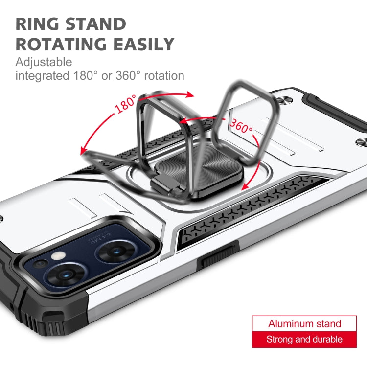 For OPPO Reno7 5G Magnetic Armor Shockproof TPU + PC Phone Case with Metal Ring Holder