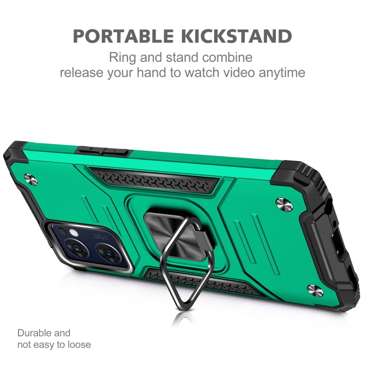 For OPPO Reno7 5G Magnetic Armor Shockproof TPU + PC Phone Case with Metal Ring Holder
