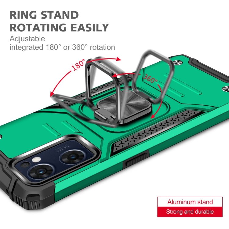For OPPO Reno7 5G Magnetic Armor Shockproof TPU + PC Phone Case with Metal Ring Holder