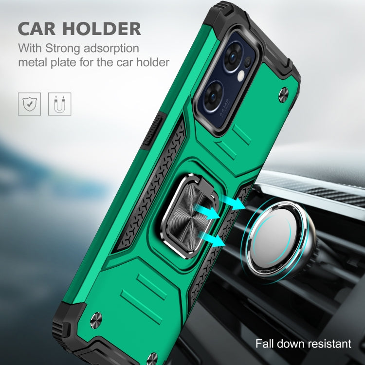 For OPPO Reno7 5G Magnetic Armor Shockproof TPU + PC Phone Case with Metal Ring Holder