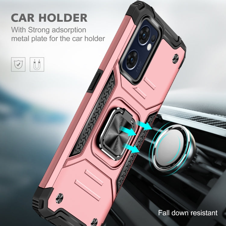 For OPPO Reno7 5G Magnetic Armor Shockproof TPU + PC Phone Case with Metal Ring Holder