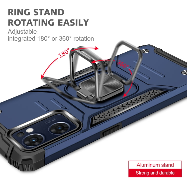 For OPPO Reno7 5G Magnetic Armor Shockproof TPU + PC Phone Case with Metal Ring Holder