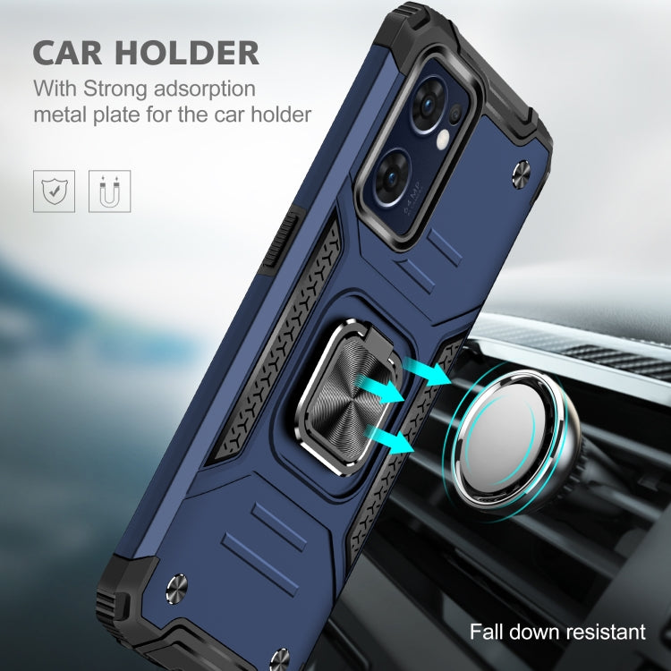 For OPPO Reno7 5G Magnetic Armor Shockproof TPU + PC Phone Case with Metal Ring Holder