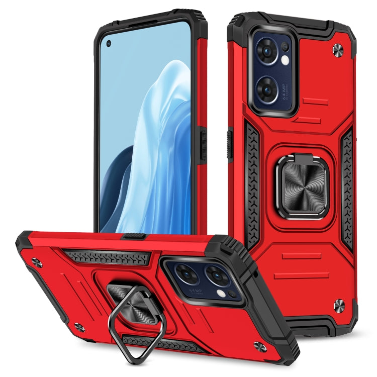 For OPPO Reno7 5G Magnetic Armor Shockproof TPU + PC Phone Case with Metal Ring Holder