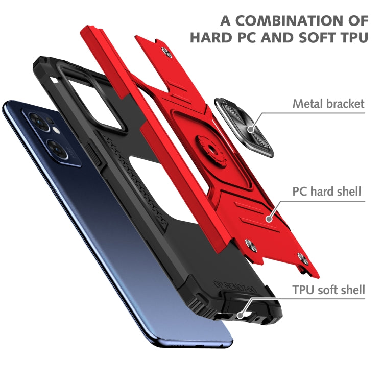 For OPPO Reno7 5G Magnetic Armor Shockproof TPU + PC Phone Case with Metal Ring Holder