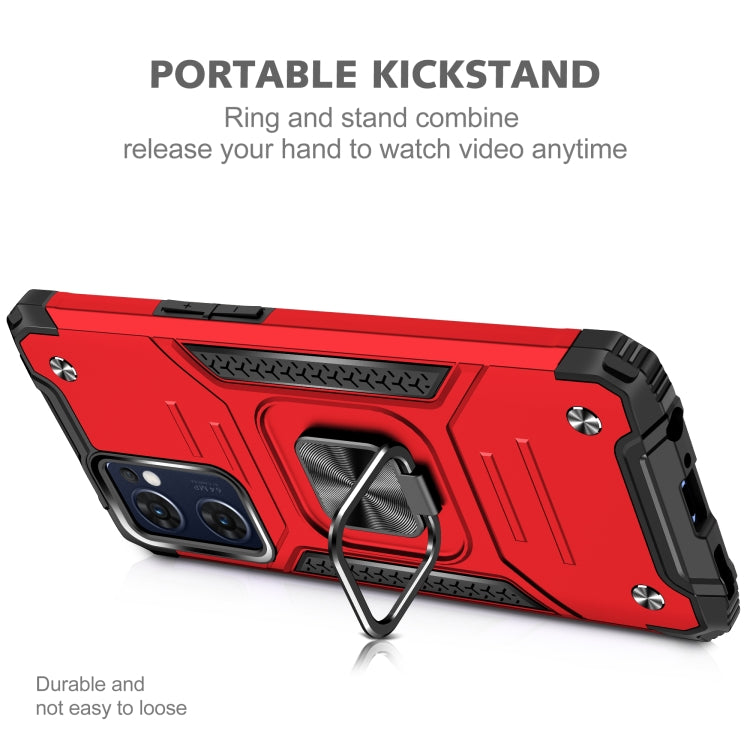 For OPPO Reno7 5G Magnetic Armor Shockproof TPU + PC Phone Case with Metal Ring Holder