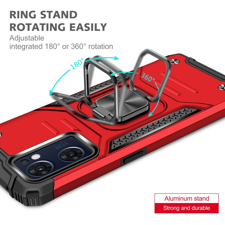 For OPPO Reno7 5G Magnetic Armor Shockproof TPU + PC Phone Case with Metal Ring Holder