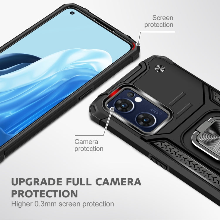 For OPPO Reno7 5G Magnetic Armor Shockproof TPU + PC Phone Case with Metal Ring Holder