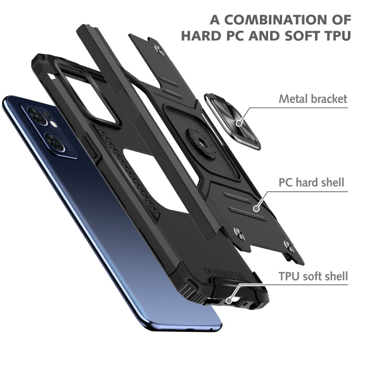 For OPPO Reno7 5G Magnetic Armor Shockproof TPU + PC Phone Case with Metal Ring Holder