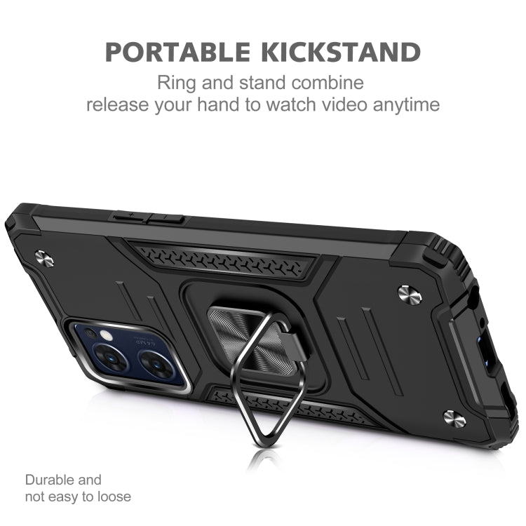 For OPPO Reno7 5G Magnetic Armor Shockproof TPU + PC Phone Case with Metal Ring Holder