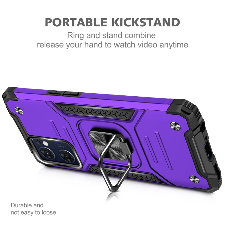 For OPPO Reno7 5G Magnetic Armor Shockproof TPU + PC Phone Case with Metal Ring Holder