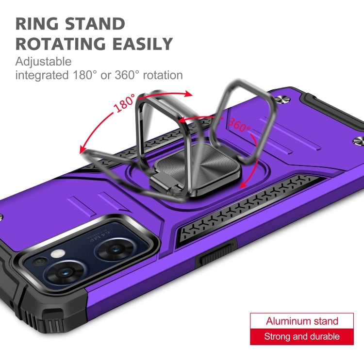 For OPPO Reno7 5G Magnetic Armor Shockproof TPU + PC Phone Case with Metal Ring Holder
