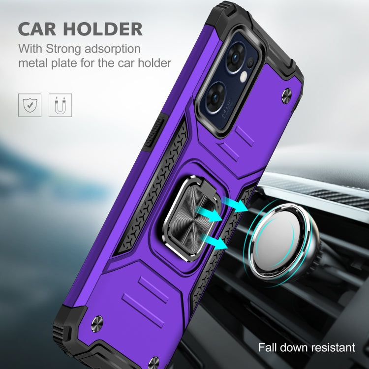 For OPPO Reno7 5G Magnetic Armor Shockproof TPU + PC Phone Case with Metal Ring Holder