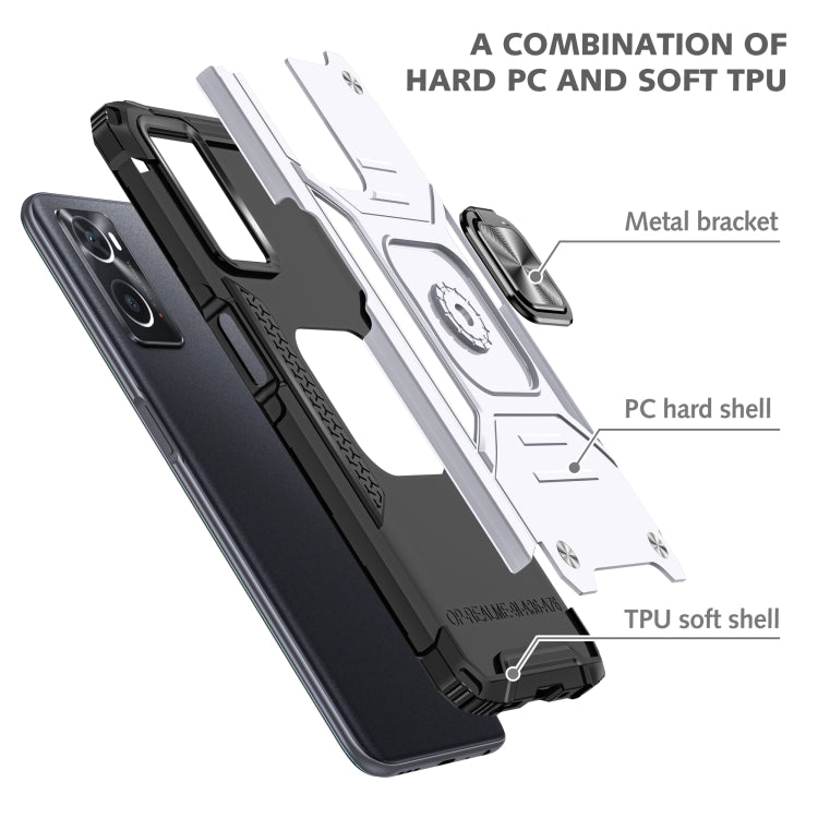 For OPPO A36 / A76 Magnetic Armor Shockproof TPU + PC Phone Case with Metal Ring Holder