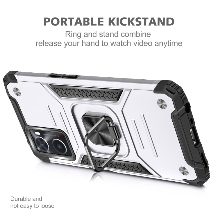 For OPPO A36 / A76 Magnetic Armor Shockproof TPU + PC Phone Case with Metal Ring Holder