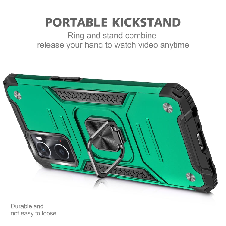 For OPPO A36 / A76 Magnetic Armor Shockproof TPU + PC Phone Case with Metal Ring Holder