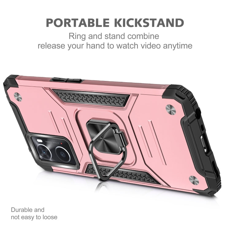 For OPPO A36 / A76 Magnetic Armor Shockproof TPU + PC Phone Case with Metal Ring Holder