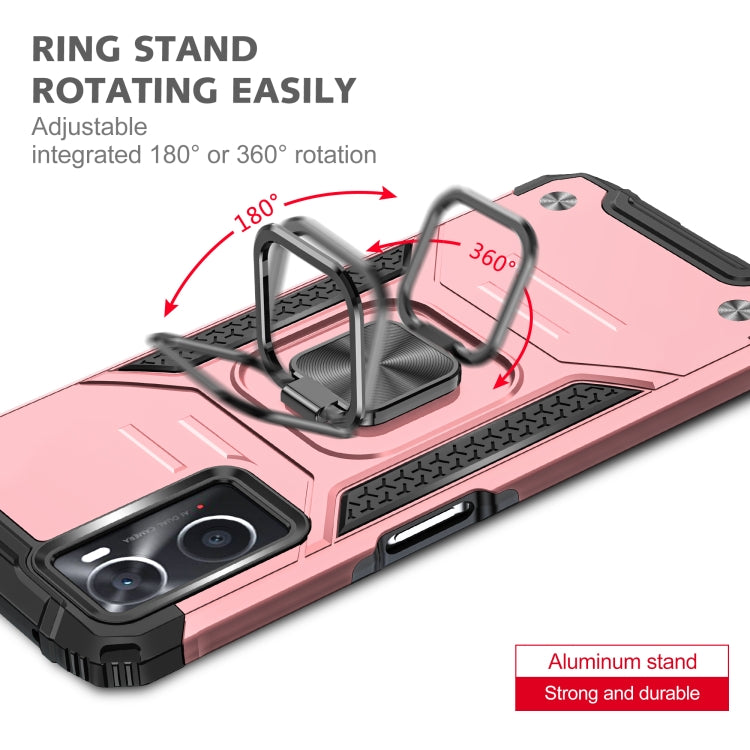 For OPPO A36 / A76 Magnetic Armor Shockproof TPU + PC Phone Case with Metal Ring Holder