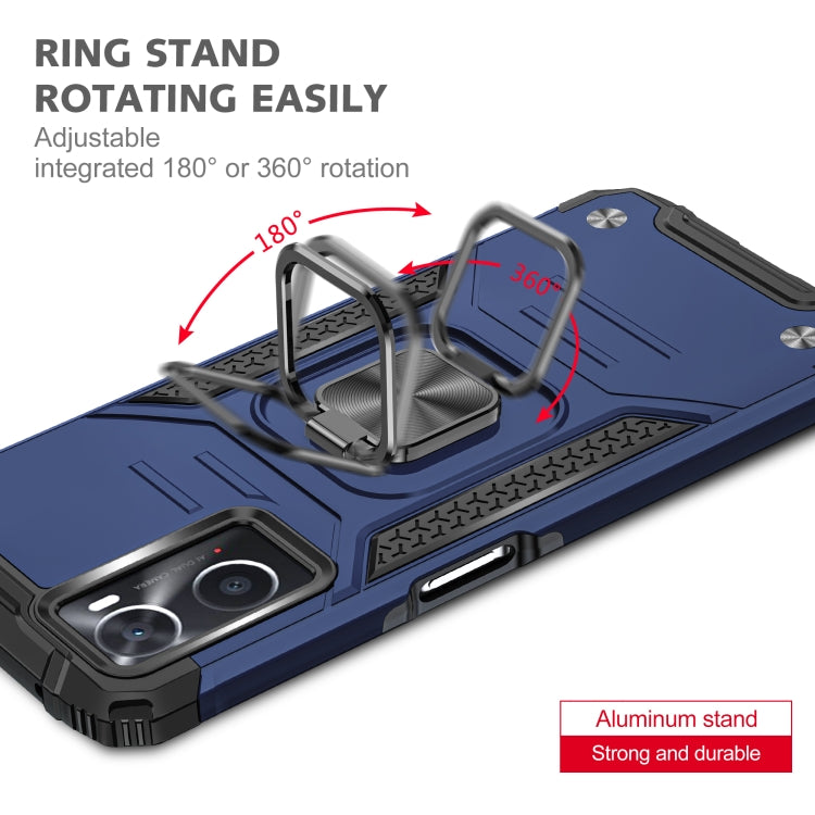 For OPPO A36 / A76 Magnetic Armor Shockproof TPU + PC Phone Case with Metal Ring Holder