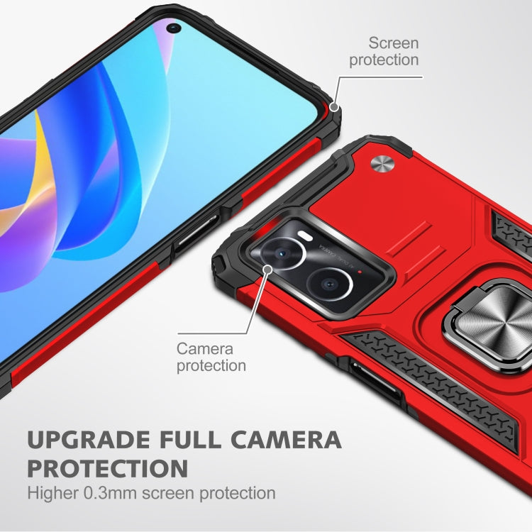 For OPPO A36 / A76 Magnetic Armor Shockproof TPU + PC Phone Case with Metal Ring Holder