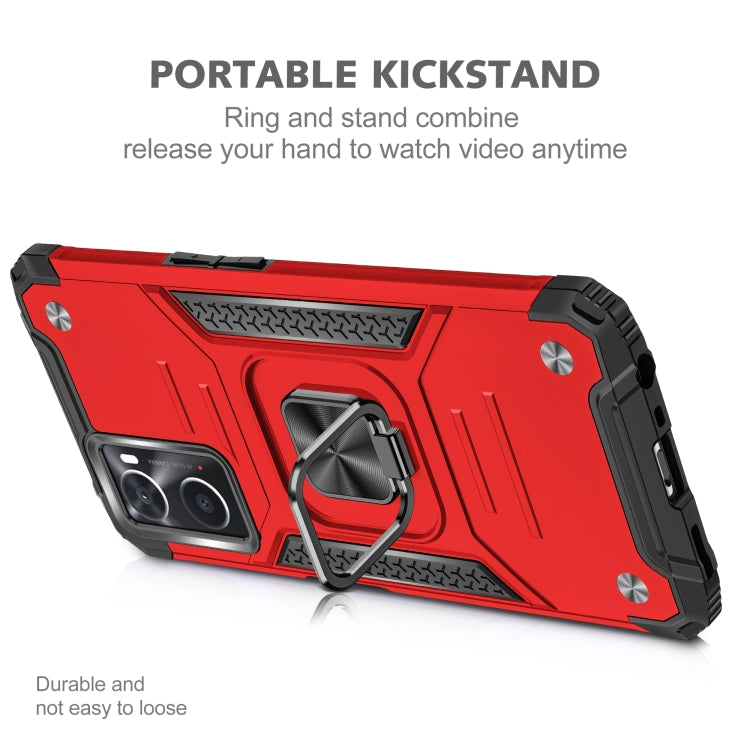 For OPPO A36 / A76 Magnetic Armor Shockproof TPU + PC Phone Case with Metal Ring Holder