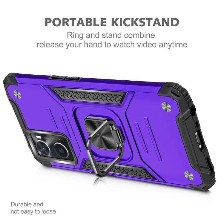 For OPPO A36 / A76 Magnetic Armor Shockproof TPU + PC Phone Case with Metal Ring Holder