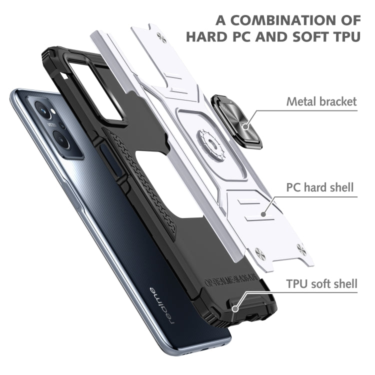 For Realme 9i Magnetic Armor Shockproof TPU + PC Phone Case with Metal Ring Holder