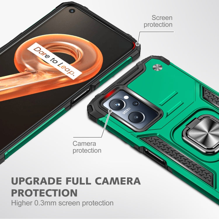 For Realme 9i Magnetic Armor Shockproof TPU + PC Phone Case with Metal Ring Holder