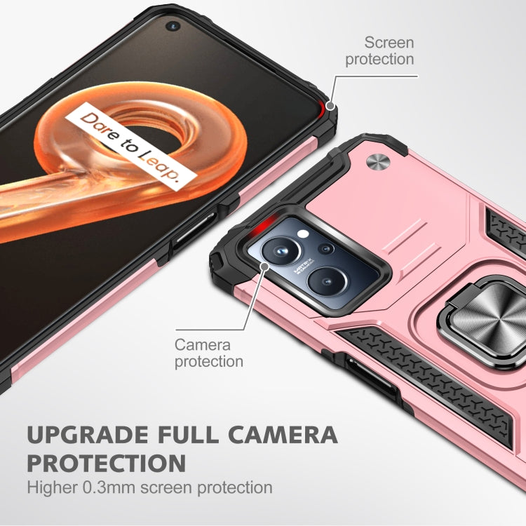 For Realme 9i Magnetic Armor Shockproof TPU + PC Phone Case with Metal Ring Holder