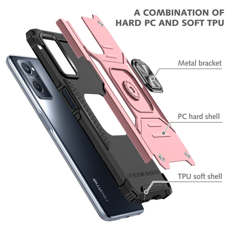 For Realme 9i Magnetic Armor Shockproof TPU + PC Phone Case with Metal Ring Holder