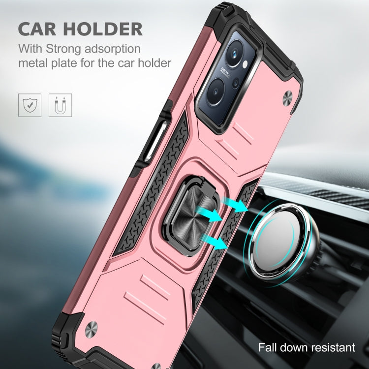 For Realme 9i Magnetic Armor Shockproof TPU + PC Phone Case with Metal Ring Holder