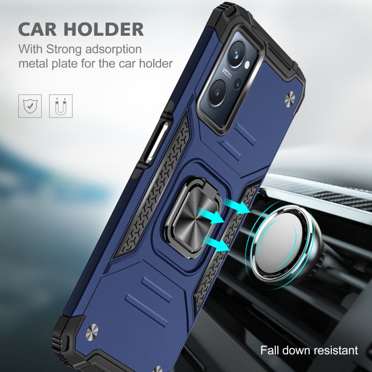 For Realme 9i Magnetic Armor Shockproof TPU + PC Phone Case with Metal Ring Holder