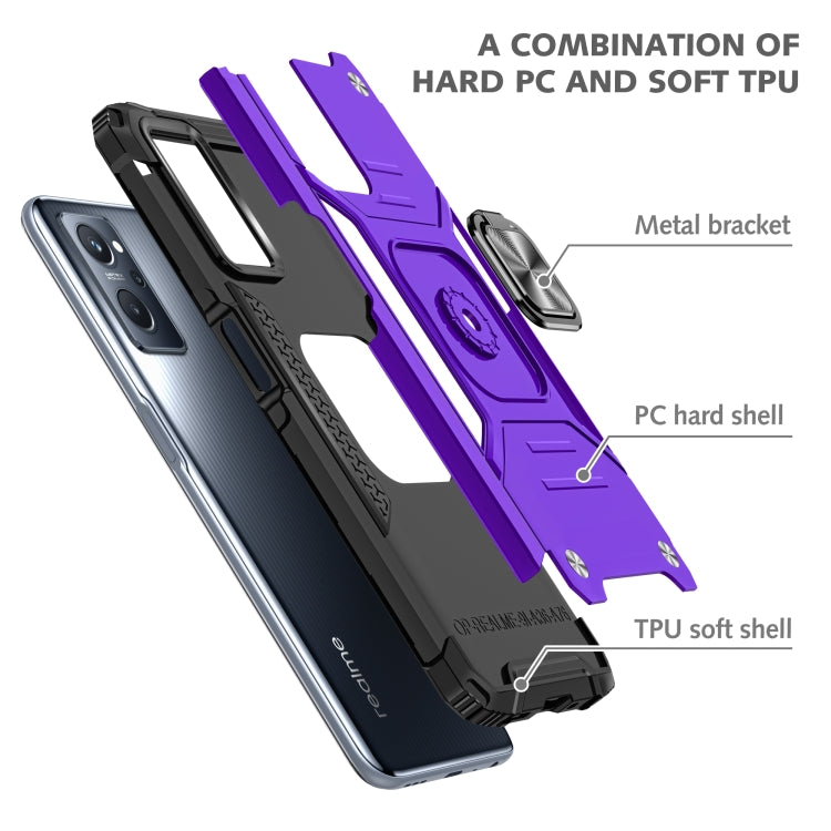 For Realme 9i Magnetic Armor Shockproof TPU + PC Phone Case with Metal Ring Holder