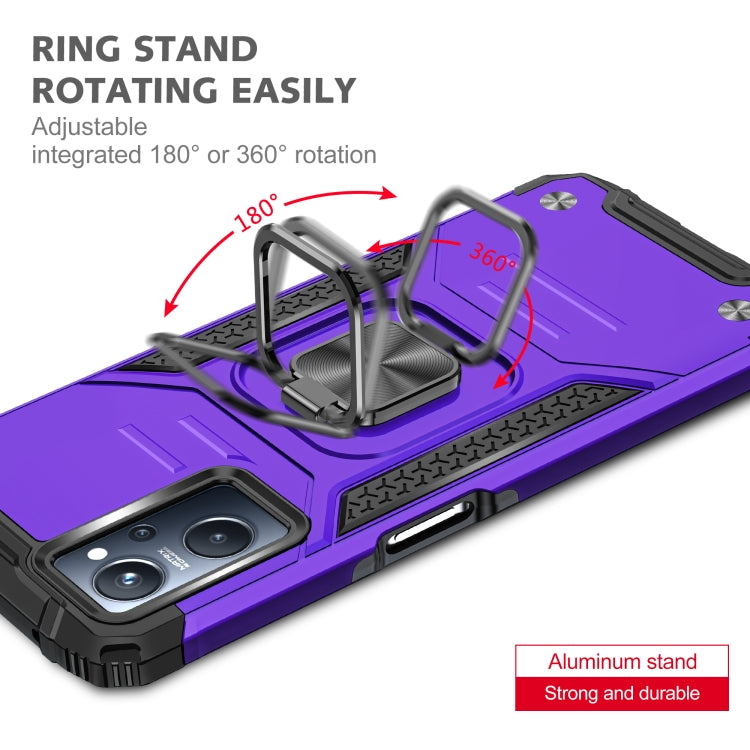 For Realme 9i Magnetic Armor Shockproof TPU + PC Phone Case with Metal Ring Holder