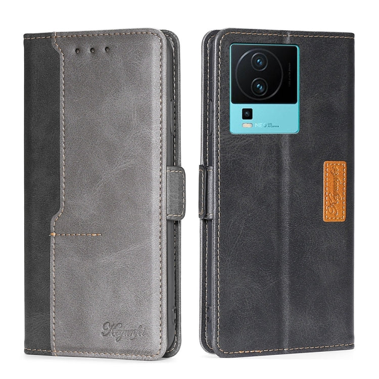 For vivo iQOO Neo7 Contrast Color Side Buckle Leather Phone Case