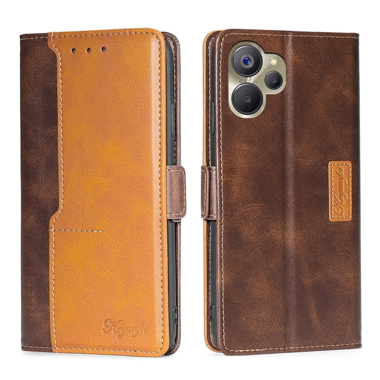 For Realme 9i 5G Global/10 5G Contrast Color Side Buckle Leather Phone Case