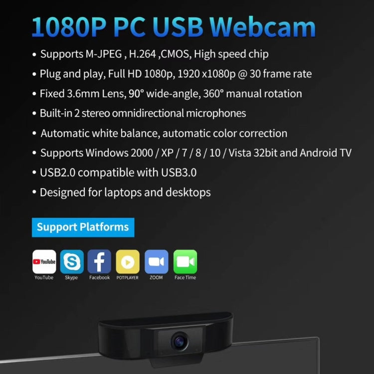 C11 HD 1080P Webcam Built-in Microphone Smart Web Camera USB Computer Game Online Course Live Video Camera