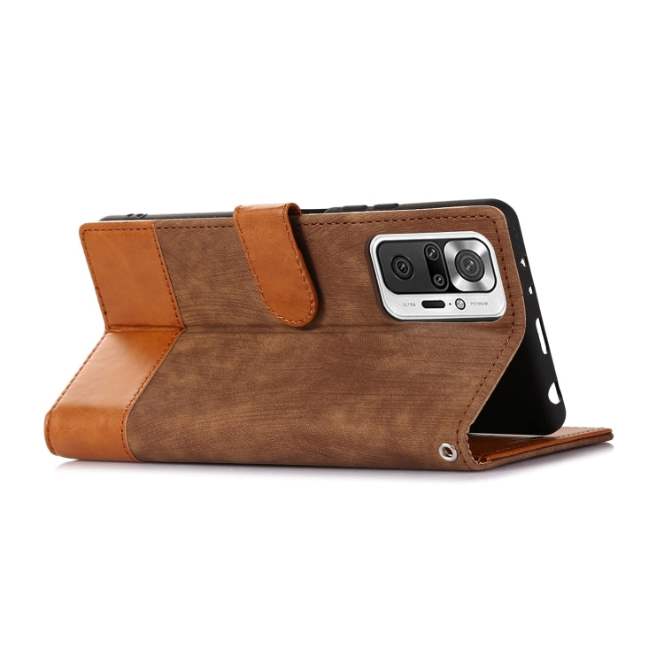 For Xiaomi Redmi Note 10 Pro Splicing Leather Phone Case