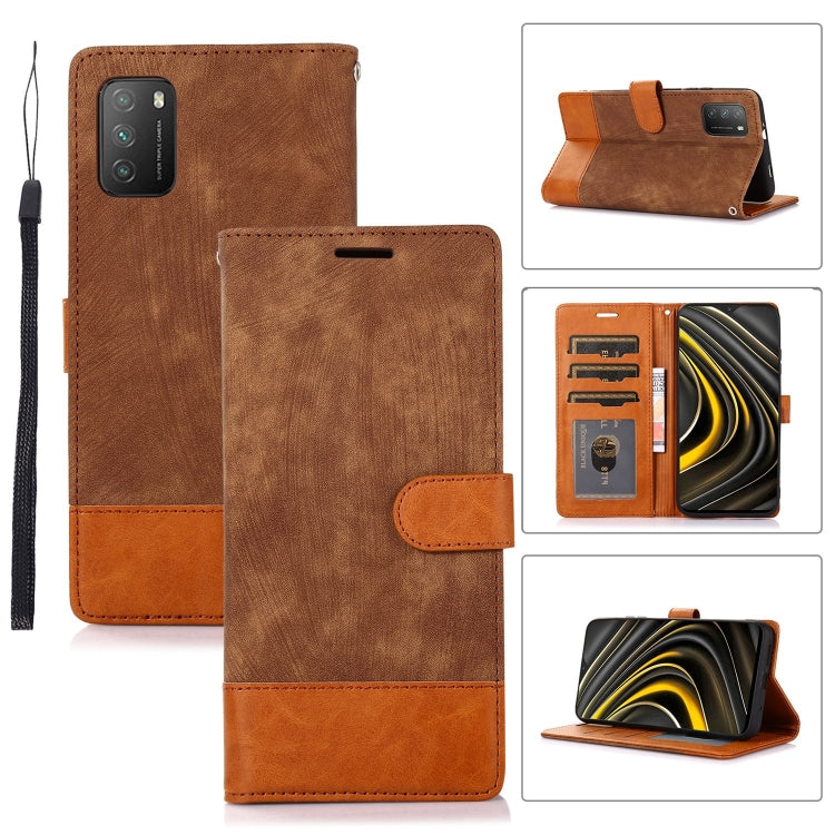 For Xiaomi Poco M3 Splicing Leather Phone Case