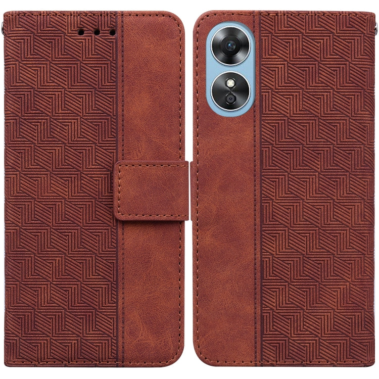 For OPPO A17 Geometric Embossed Flip Leather Phone Case