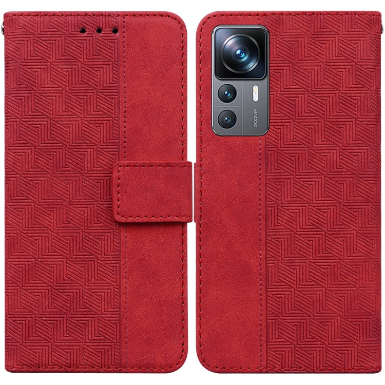For Xiaomi 12T Pro Geometric Embossed Flip Leather Phone Case
