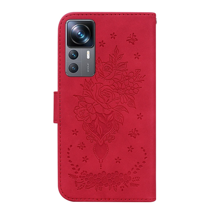 For Xiaomi 12T Pro Butterfly Rose Embossed Leather Phone Case
