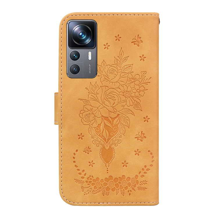 For Xiaomi 12T Pro Butterfly Rose Embossed Leather Phone Case