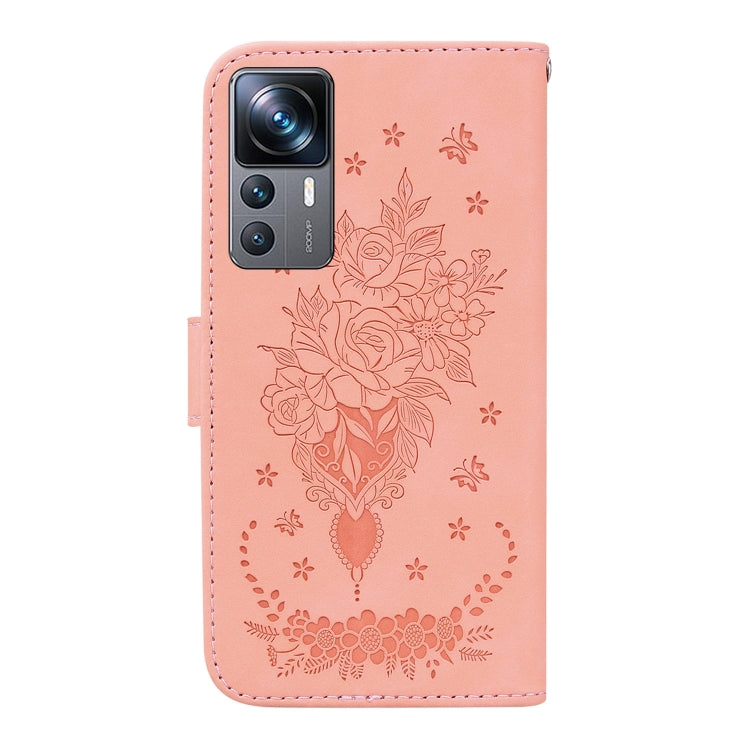 For Xiaomi 12T Pro Butterfly Rose Embossed Leather Phone Case